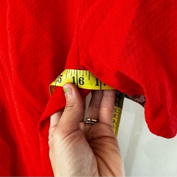 Anthropologie Red Floral Trim Textured Maeve Rousseau Flounced Dress 2 - Picture 3 of 15